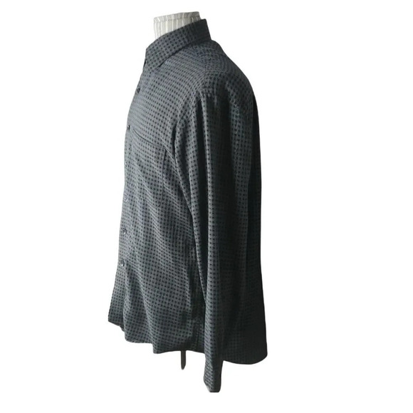 Arrow Checked Button Down Shirt Gray Black M - Picture 4 of 8